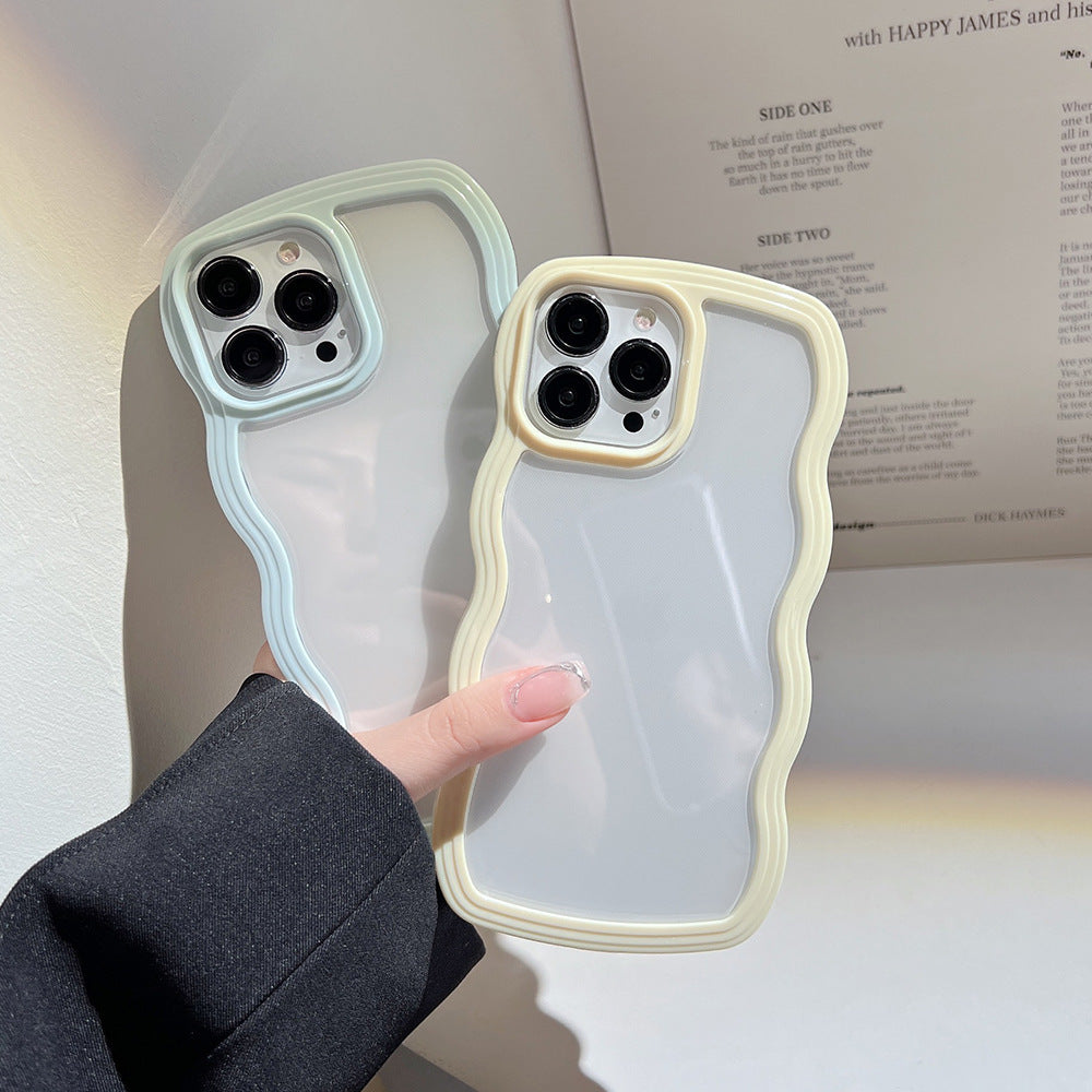 Wave Border Mobile Phone Case Solid Color Simple Candy Color Wave Border Mobile Phone Case Solid Color Simple Candy Color
